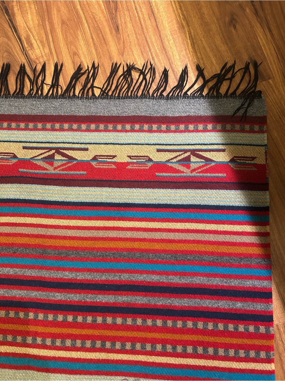 Southwestern Stripe Cotton Throw Blanket - Red Multi - Picture 5 of 9